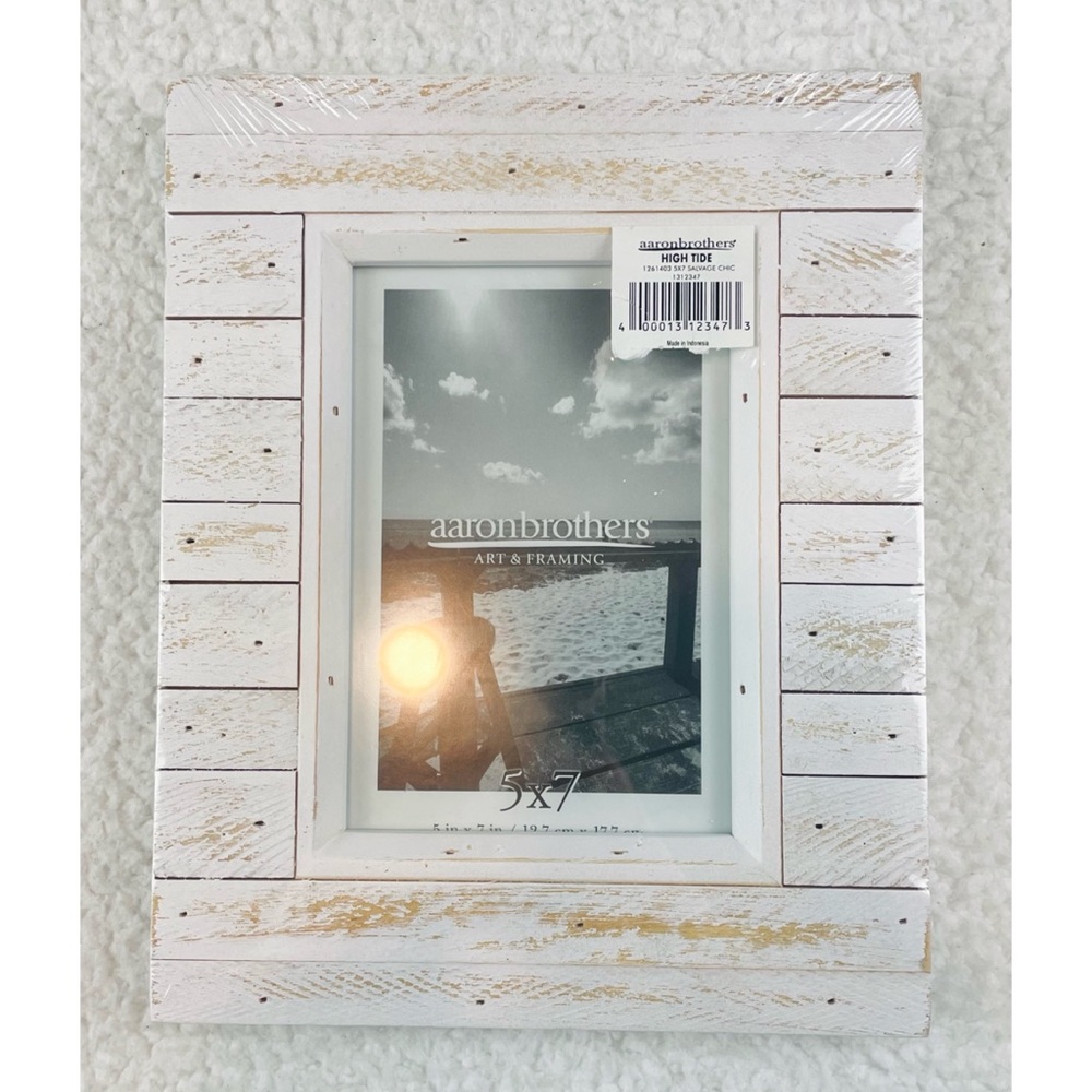 (NWT) AARON BROTHERS • White High Tide 5x7 Wooden Photo Frame - Picture 12 of 13